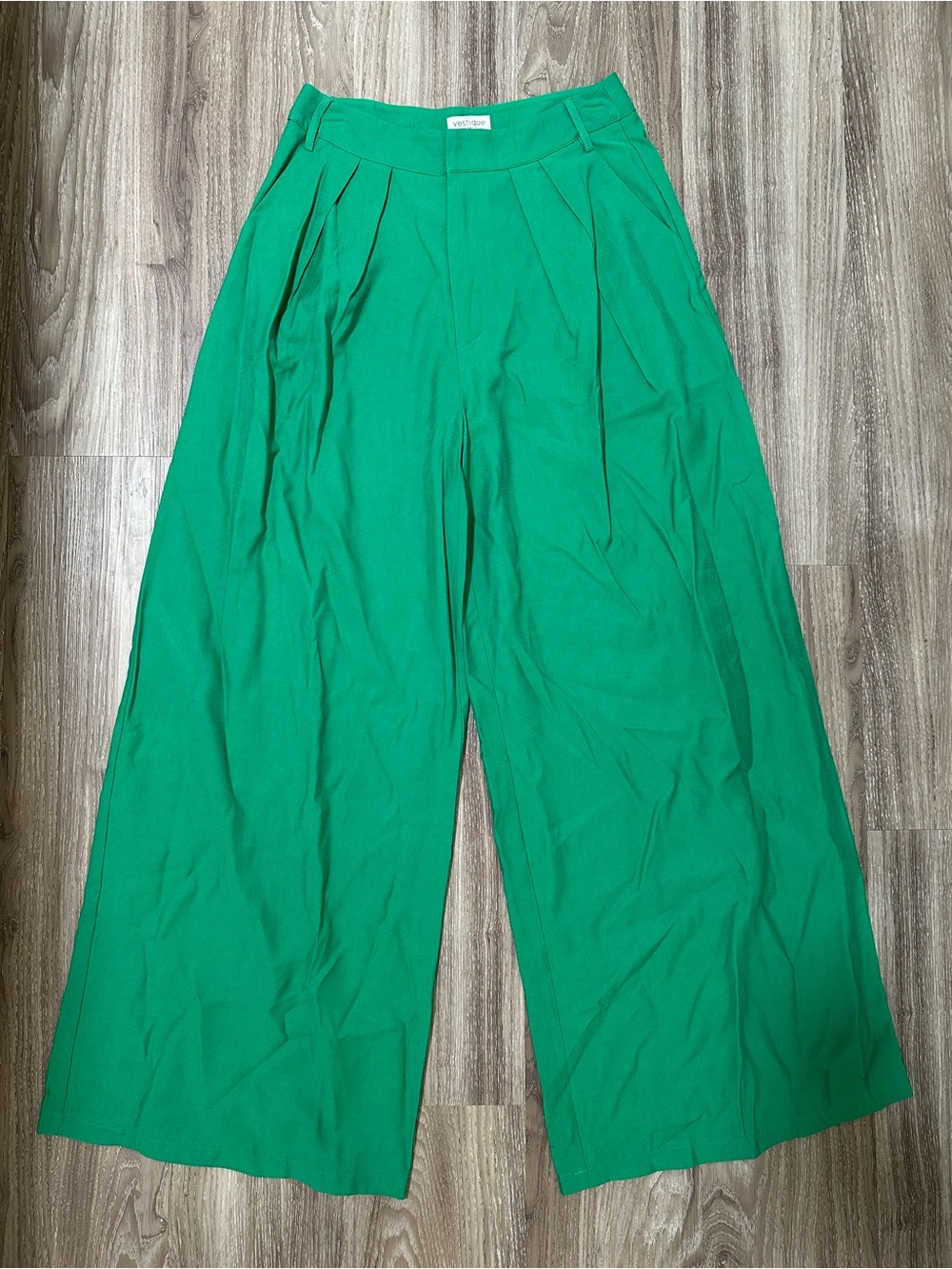 Vestique High-Waist Wide-Leg Green Pants - Picture 1 of 4